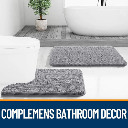Alfombras De Baño De Felpilla Extrasuaves Y Absorbentes Gris