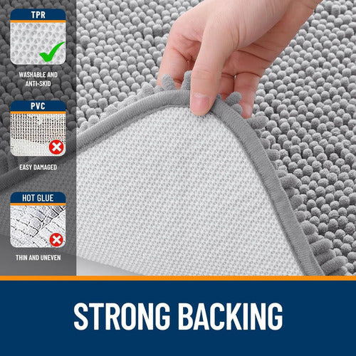 Alfombras De Baño De Felpilla Extrasuaves Y Absorbentes Gris