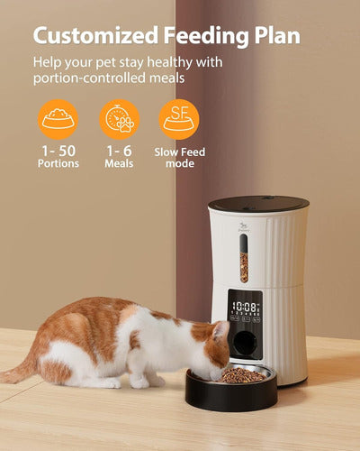 Comedero Automático Programable 4 Litros Para Gatos Y Perros 110v Blanco