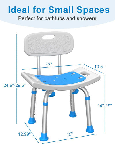 Silla De Ducha Ajustable Con Espaldar Y Antideslizante