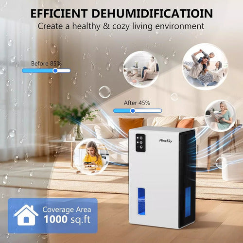 Deshumidificador Ninesky Para Hogar, Tanque De Agua 95 Onzas White 110v