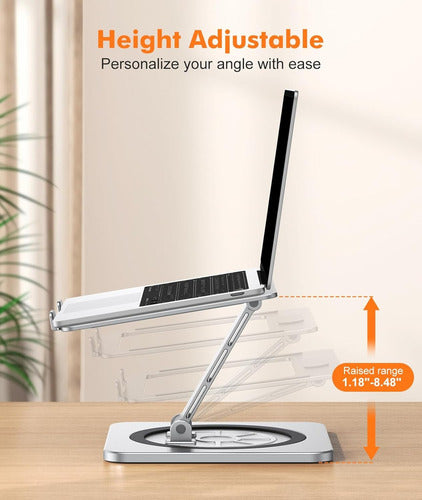 Soporte Para Computadora Portátil Plegable Giratorio Riwuct Plateado