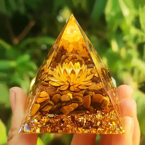 Pirámide Orgon Generador Energía Orgonita Meditacion Chakra Amarillo