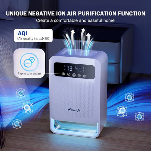Deshumidificador Purificador De Aire Frizzlife Dh80 135onzas Blanco 110v