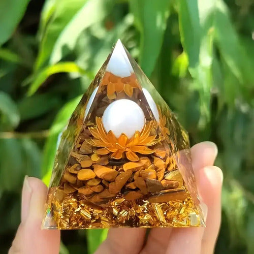 Pirámide Orgon Generador Energía Orgonita Meditacion Chakra Amarillo