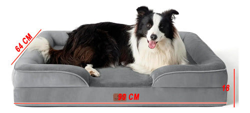 Bedsure Cama Ortopédica Perro Mediano Sofá+ Forro 90x64x18 Gris Oscuro Sofa Talla L